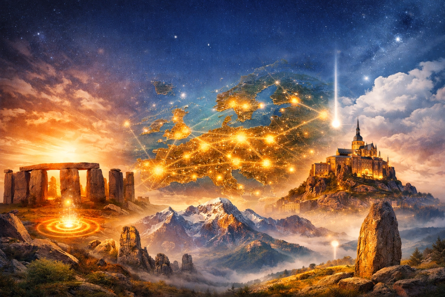 Carte des hauts lieux énergétiques en Europe : lieux vibratoires, sites telluriques et lieux sacrés