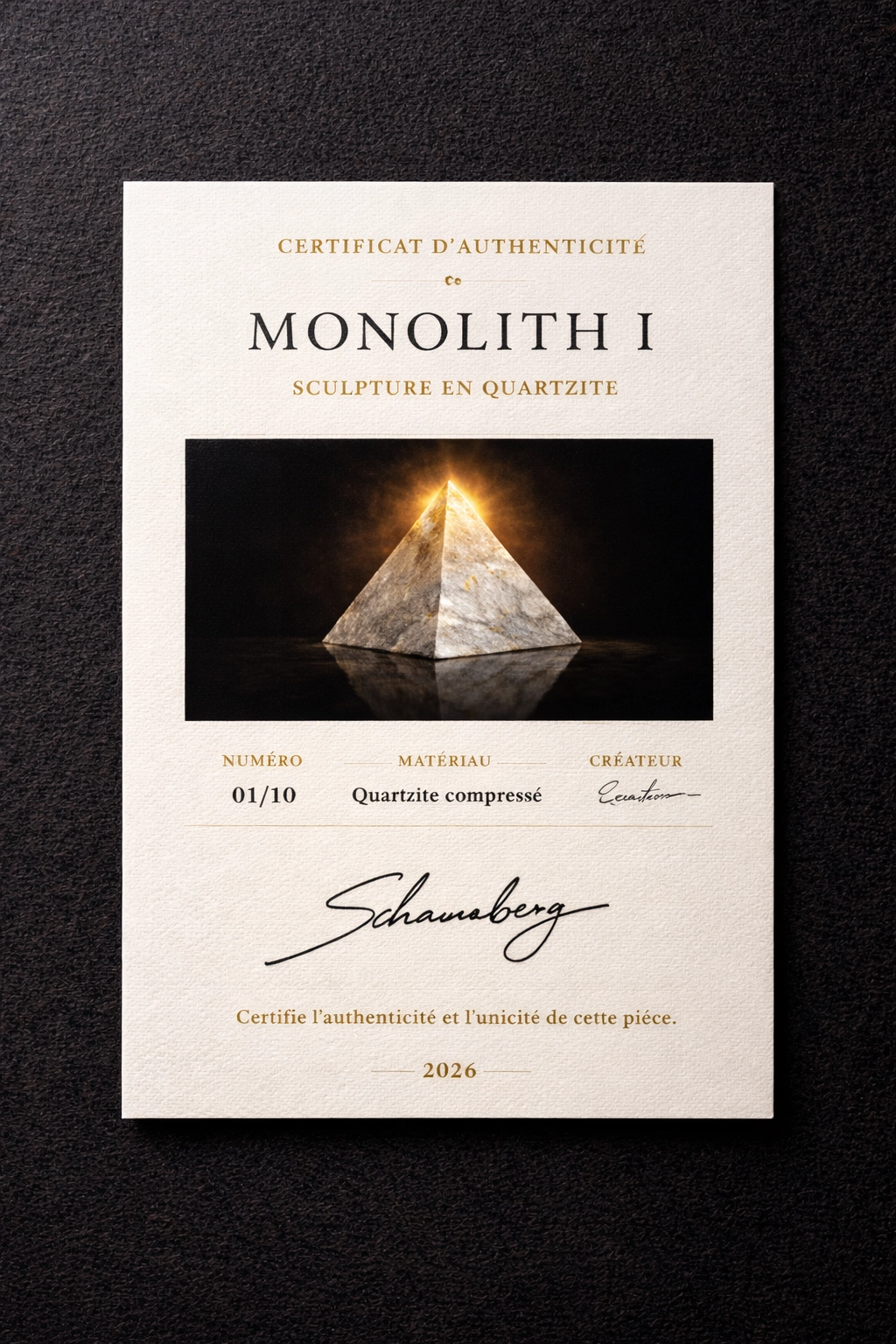 Certificat Monolith