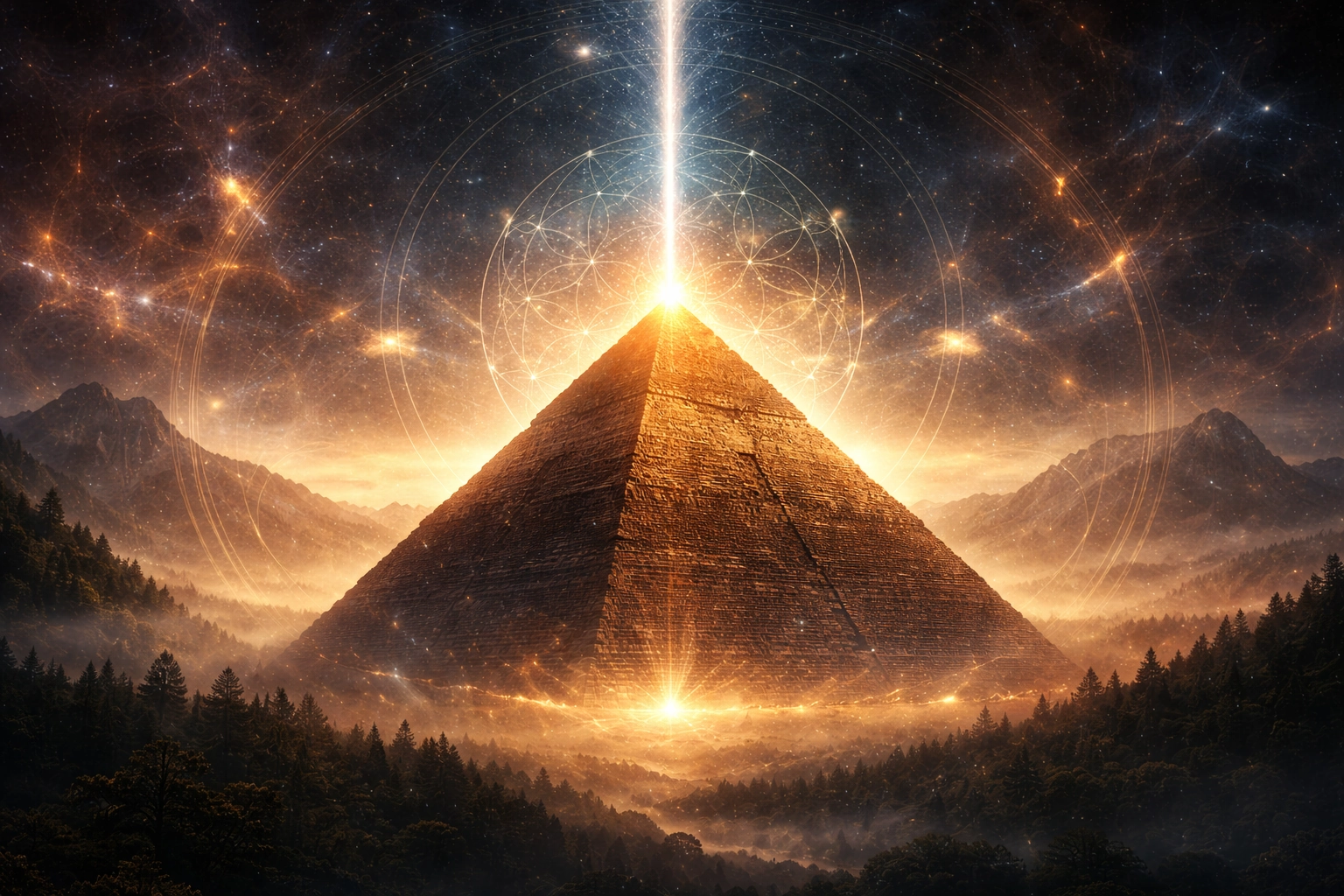 Illustration d’une pyramide symbolisant l’énergie pyramidale et la géométrie sacrée