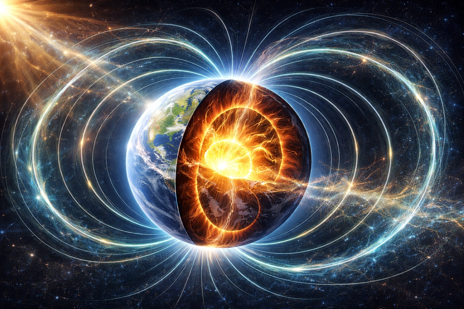 Illustration scientifique du géomagnétisme et du champ magnétique terrestre