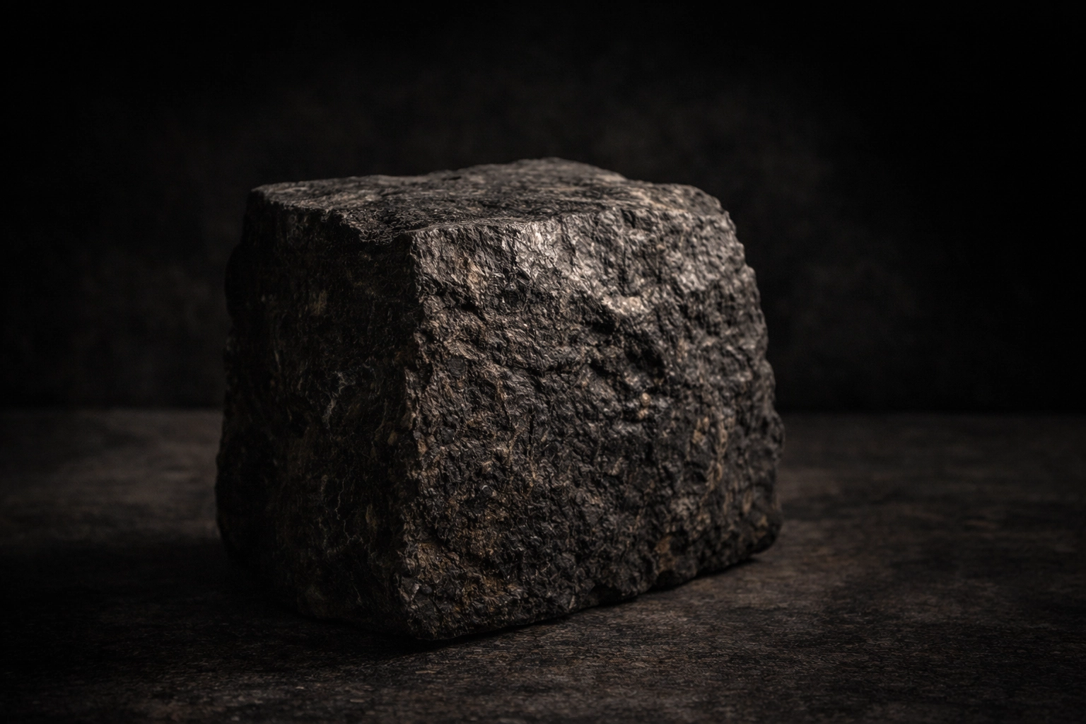 Structure minérale sombre en quartzite symbolisant le cadre légal et institutionnel