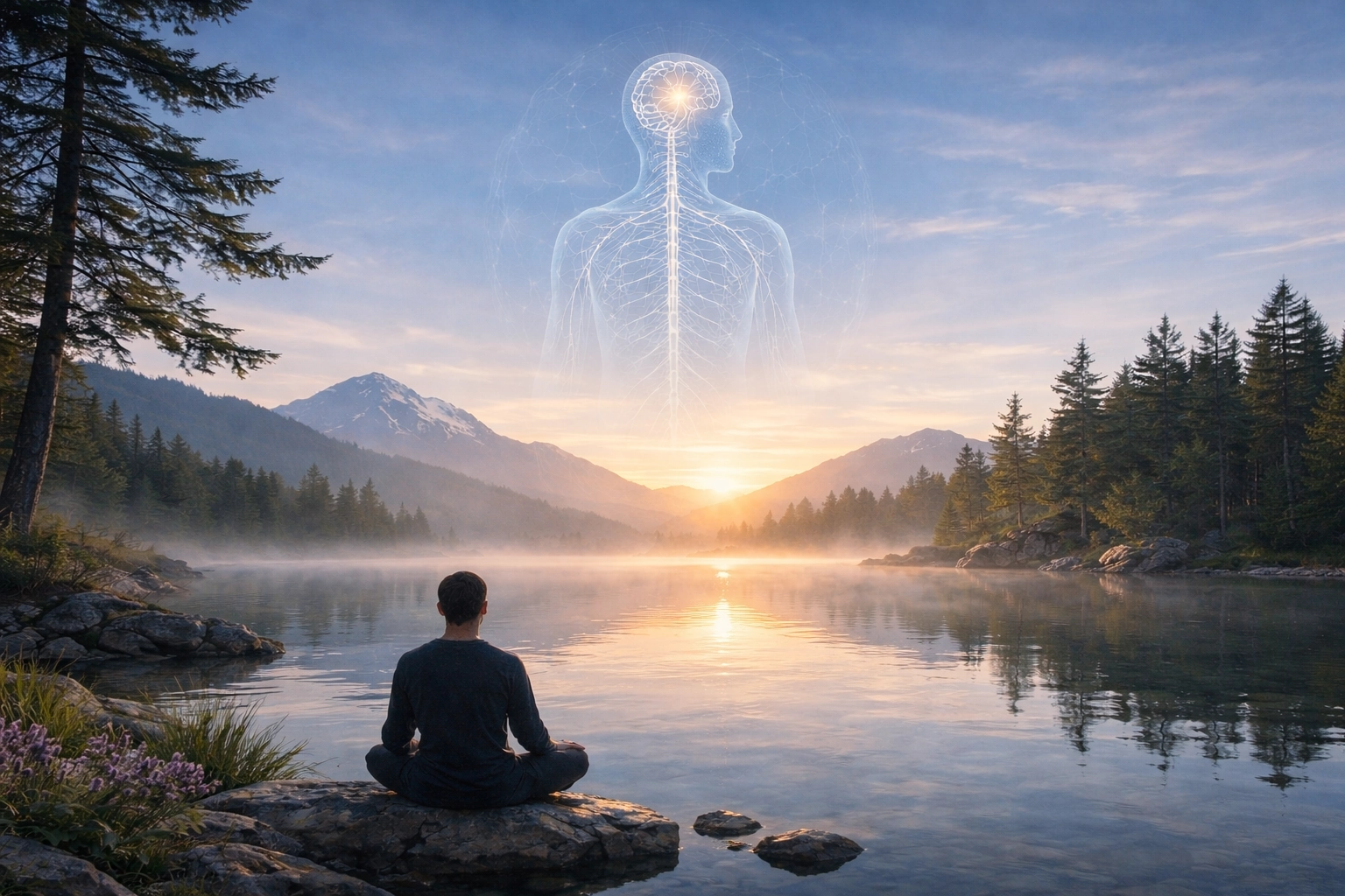 Paysage naturel évoquant l'équilibre du système nerveux