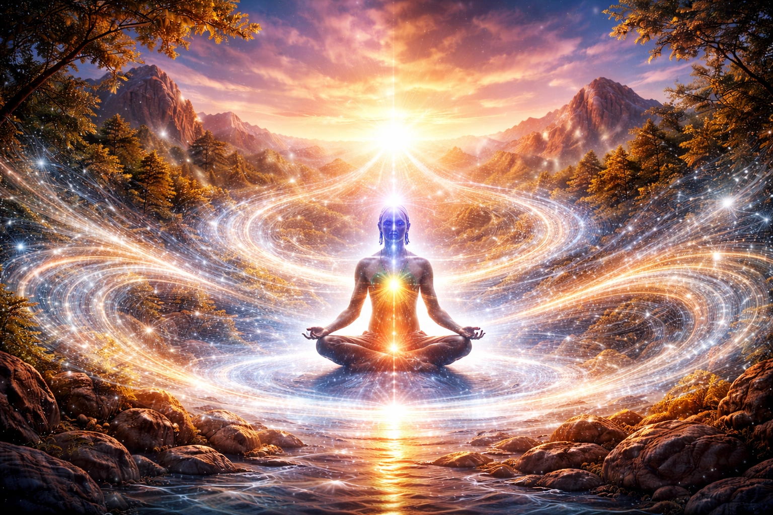 Illustration de la vibration énergétique et des champs vibratoires